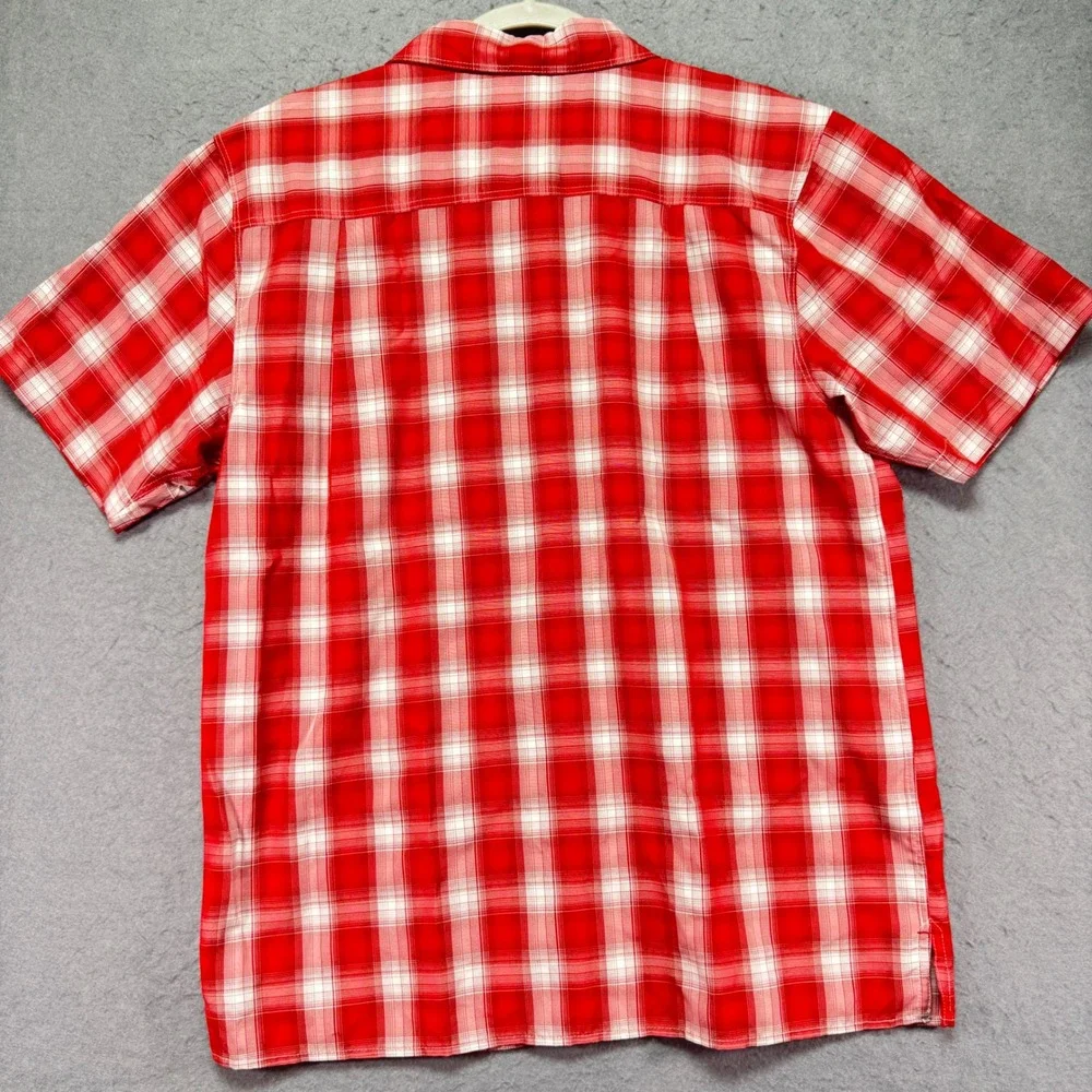 The North Face Mens Plaid Short‎ Sleeve Button Up Shirt Red White Outdoor M